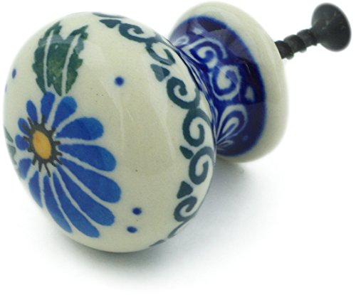 Polmedia Polish Pottery Polish Pottery 1Â¼-inch Drawer Pull Knob made by Ceramika Artystyczna (Marigold Morning Theme) + Certificate of Authenticity