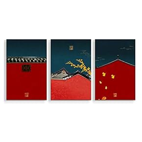 3 Panel Canvas Wall Art Chinese Traditional Palace Pictures Home Wall Decorations for Bedroom Living Room Paintings Canvas Prints Framed - 16"x24" x 3 Panels