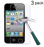 iPhone 4S/4 Screen Protector,TANTEK [Bubble-Free][HD-Clear][Anti-Scratch][Anti-Glare][Anti-Fingerprint] Premium Tempered Glass Screen Protector for Apple iPhone 4/4S,-[3Pack]