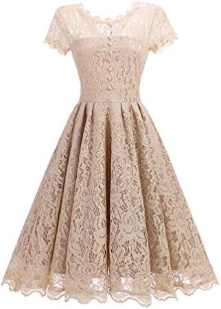 BEJG Women's Short 2017 Cap Sleeve Lace Prom Dresses Formal Retro Vintage Swing Party Cocktail Dresses in champagne S-XXL