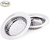 BRIESLY Set of 2 Stainless Steel Kitchen Sink Strainer with Handheld Design,Large Wide Rim 4.3