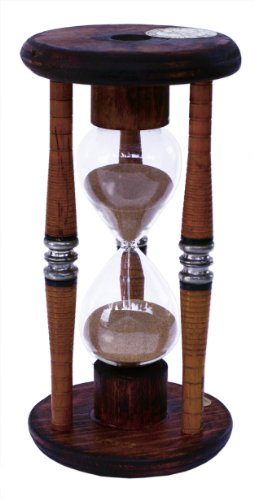 River City Clocks 15 minute antique wood sand timer, 10-inch tall