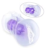 Male Masturbator Sex Toy for Men, SHEQU Virgin Pussy with Double Penis Cock Ring Bulit-in Tighter Sex Vaginal Stimulation Silicone Masturbation Stroker Waterproof(Purple Lerny's Pussy)