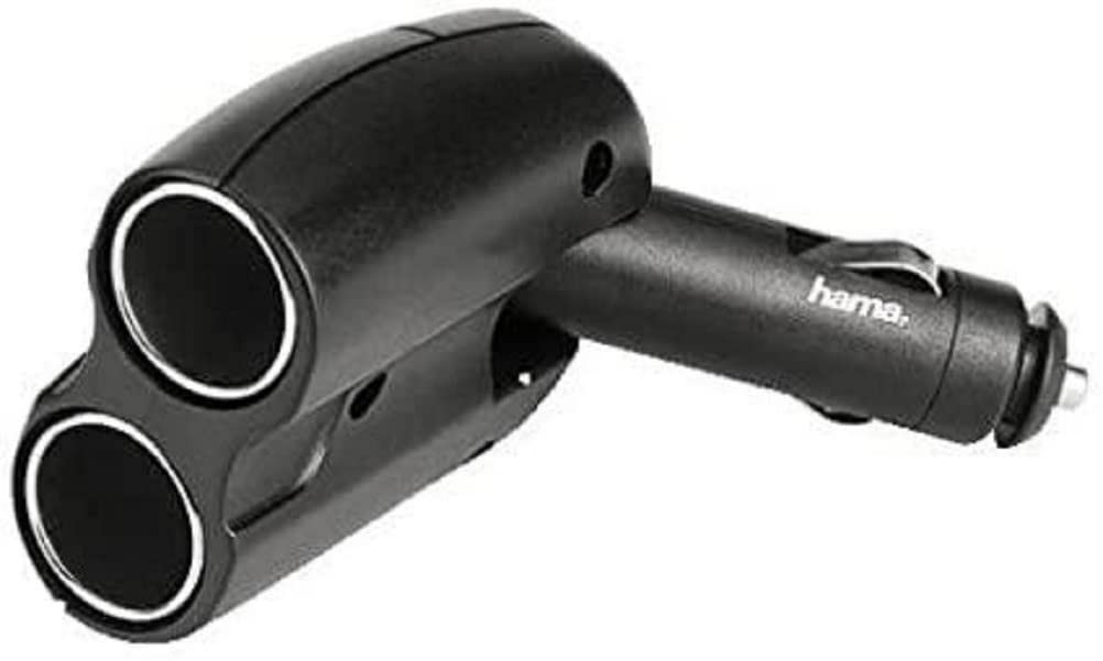 Hama 2-way Distributor/Cigarette Lighter Socket 180°, 12 V - car kits (12 V, Wired, Black)