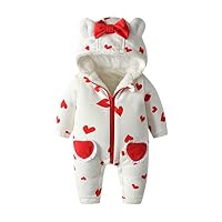 Riverdalin Baby Girls Boys Hoodied Snowsuit Newborn Infant Zip Comfy Warm Cute Romper Jumpsuit White