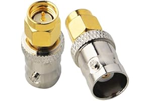 BOOBRIE BNC SMA Coax Connector SMA Male to BNC Female Coaxial Connector Low Loss Coax Adapter for RF Antennas, Wireless LAN Devices, Coaxial cable, WiFi, Ham or Handheld Radios, Scanner, SDR Pack of 2