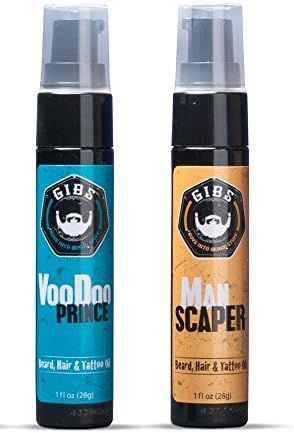 GIBS Beard &amp; Tattoo Oil 2 Pack - Manscaper &amp; Voo Doo Prince, Value Pack