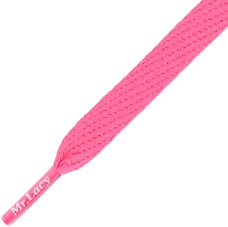 Official Mr. Lacy Retro Neon Pink Flat Shoe Laces (Flatties)
