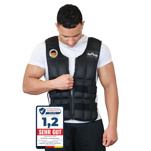 DH FitLife Gewichtsweste 30kg, verstellbar, mit 38 Eisensand Blöcken