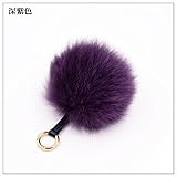 Niwota Oversized Imported Cute Fox Fur Ball Key Chain for Car Key Ring or Bag (Deep purple)