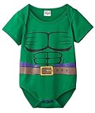 A&J Design Baby Boys' Green Hulk Short Sleeve Bodysuits (0-6 Months)