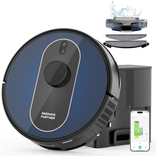 Robot Vacuum Self Emptying, Robot Vaccum and Mop Combo with 3L Dust Station, 60 Days Hands Free, 5000Pa Suction, LiDAR Navigation, Mapping for Multi Floors, No Go Zone, Carpet Boost, APP&Alexa Control