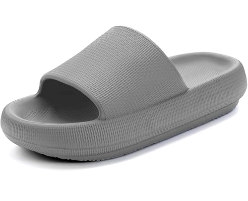 Ciabatte Donna Estive Nuvola Pantofole Uomo Doccia Sandali Comode Piscina Spiaggia Antisudore Slide Antiscivolo Scarpe da casa Interni ed Esterni,Grigio 40/41 EU