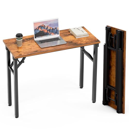 TEMI Kleiner Computertisch Klapptisch – 90,9 cm faltbarer Bürotisch, keine Montage, perfekt für kleine Räume im Schlafzimmer, Wohnheim oder Wohnung, t