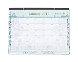 Blue Sky Lianne Aqua 22 x 17 Monthly Desk Pad Calendar, 2017