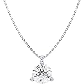 Carbon Atelier IGI Certified 1 Carat Lab Grown Diamond Round Solitaire Pendant Necklace for Women - 14k White Gold Necklace (I-J, VS1-VS2, 1.00 cttw) - 3-Prong Martini - 18 Inch Chain