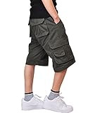 Olrain Men's Retro Classic Twill Multi Pocket Cargo Shorts