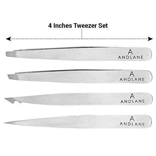 Tweezers Professional Stainless Steel 4Piece Precision Tweezer Set