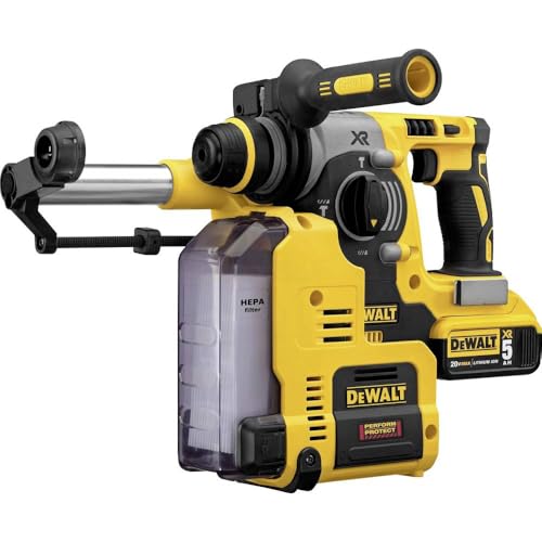 Dewalt Staubabsaugung für SDS-Plus Akku-Kombihämmer D25303DH (passend zu DCH273 und DCH274, werkzeuglos zu befestigen, HEPA-Filter, Antrieb durch eige
