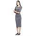 Cotase Women’s Bracelet Sleeve Scoop Neck Classic Bodycon Midi Dress (XL, Dark Grey)