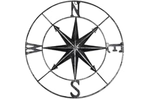 aboxoo Round Metal Compass Decorative Compass Metal Wall Art Hanging Wall Sculpture 22.8 Inch Black Diameter Farmhouse Decor Indoor or Outdoor Sign