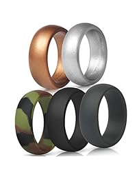 ThunderFit - Anillos de boda de silicona para hombres   7 unidades   5 unidades   3 unidades   bandas de goma para boda de 0.343 in de ancho (0.079 in de grosor)
