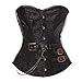 Lutos Women’s Steampunk Gothic Rock Lace Up Corset Top Retro Waist Cincher Basque Bustier Blackthumb 3