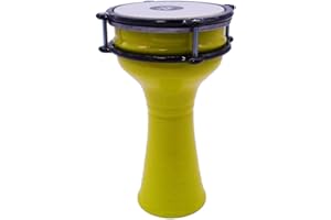 Small 10'' Length Aluminum Darbuka, 5.2" Tunable Synthetic Head Doumbek Hand Drum (Yellow)