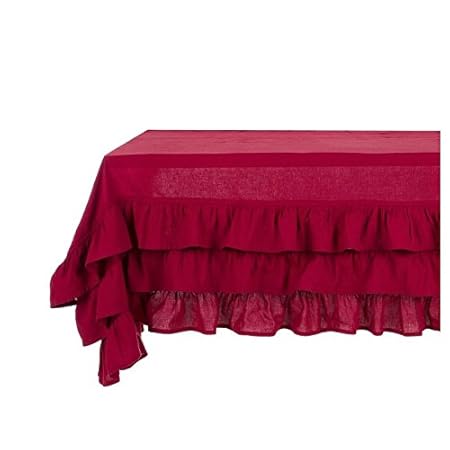 Weiß mariclo – Tischdecke rot mit Lenkrad Elegance Ruffle Collection 180 x 290 cm