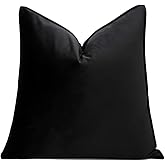 THE-TINOART Luxury 20x20 Inch Solid Black Velvet Throw Pillow Cover with Frame Design - Premium Decorative Pillow Cover for Sofa, Bed, Couch - Modern Contemporary Home Decor