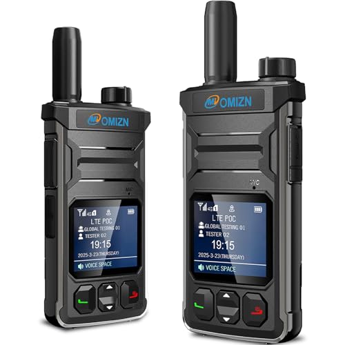 OMIZN T6 Radios de Comunicación Globales 4G LTE Distancia Ilimitada, Cifrado AES-256, Recargables para Equipos de Trabajo, Familias y Actividades al Aire Libre, Paquete de 2