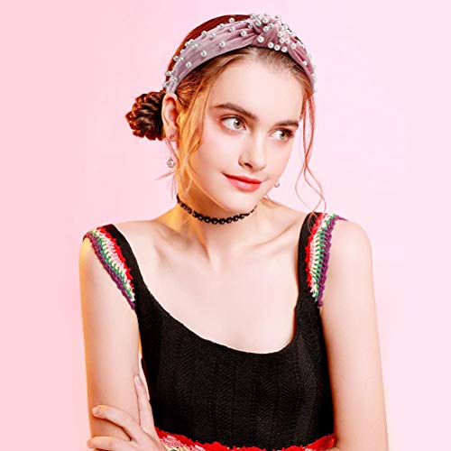 Headbands for Women Pearl Headbands - 3PCS Twisted Faux Pearl Velvet Headband Elegant Bling Hair Clip Hairpins Headwear Barrette Styling Tools Accessories