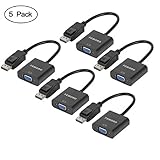 Display Port to VGA Adapter 5-Pack 1080P Video Converter, FEMORO Displayport DP to VGA Adapter Male to Female Connector (DP to VGA)