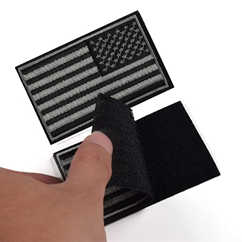 2 Pieces Tactical USA Flag Patch - Black & Gray American Flag US United States of America Military Uniform Emblem Patches-Style 1