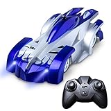 Force1 Remote Control Car Gravity Defying RC Car - RC Cars for Kids and Adults, Race Car Boys Toys for Floor or Wall w/ USB for Rechargeable Fast RC Car (Blue)