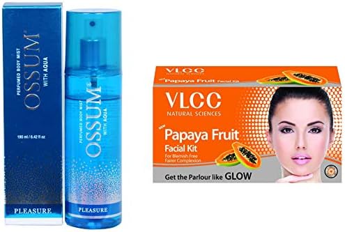 Ossum Pleasure Body Mist For Women, 190ml and VLCC Papaya Fruit Facial Kit, 60g