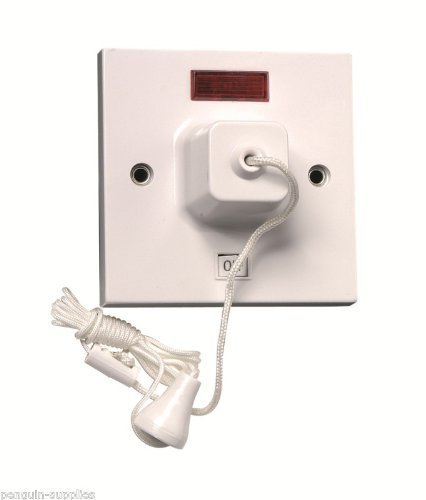 45 AMP White DP Ceiling Pull Cord Switch with NEON LG954N