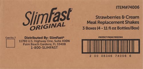 SLIMFAST MEAL REPLACEMENT SHAKE, ORIGINAL STRAWBERRIES & CREAM, 10G OF READY TO DRINK PROTEIN FOR WEIGHT LOSS, 11 FL. OZ BOTTTLE