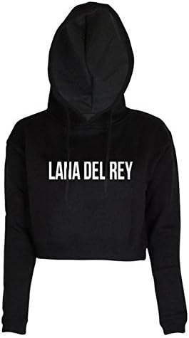Women Mesh Hoodie Crop top Lana DEL Rey Letters Print Long Sleeve Sweatshirts