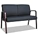 Alera Reception Lounge Series Wood Loveseat, 44.88w X 26.13d X 33h, Black/Mahogany