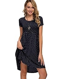 Vestido de verano para mujer, manga corta, diseño de lunares