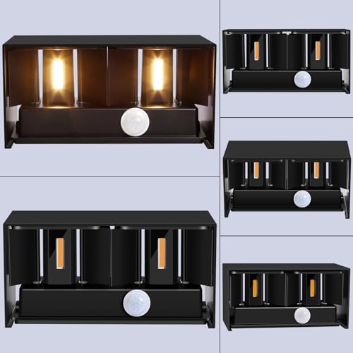 Kingwen Set of 4 Outdoor LED Wall Lights with Sensor 20W Black | Aluminium Wall Lamp, 3000K, 2000lm, 0-120° Adjustable Angle, Class F, for Indoor and Outdoor Use