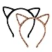 Mudder Cat Ear Headband Hair Hoop Headband for Party and Daily Decoration, Black and Leopard, 2 Pieces