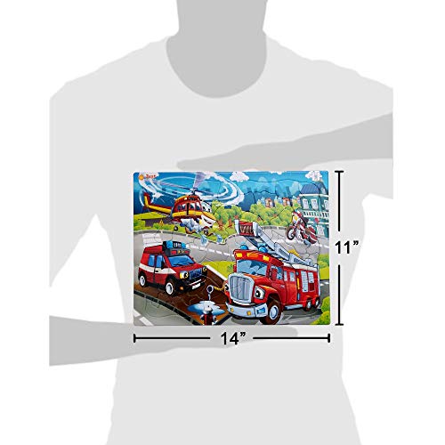 Jigsaw Puzzle Firefighter 52 Pieces for Kids Ages 4,5,6,7 Year Old with Fun Shapes Like Fire Hydrant, Fire Truck, Fire Engine and Rescue for Boys and Girls in Pre-K, Kindergarten, First, Second Grade