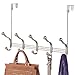 mDesign Decorative Over Door 10 Hook Metal Storage Organizer Rack for Coats, Hoodies, Hats, Scarves, Purses, Leashes, Bath Towels, Robes, Men and Womens Clothing - Brushed Nickel
