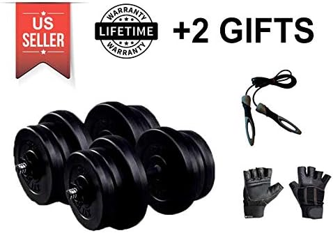 66 lbs Adjustable Cap Gym Weight Dumbbell Set Body Fit Muscle Exercises
