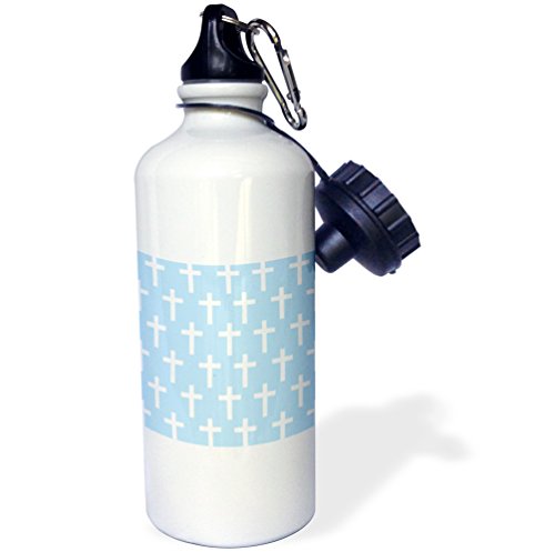 3dRose wb_185486_1 Baby Blue Christian Cross Pattern - White