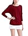 Allegra K Lady Round Neck Long Sleeve Stretchy Loose Casual Top Shirt Burgundy L