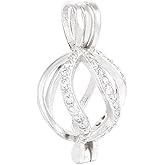 JKEIO Solid 925 Silver CZ Ball Cage Charm for 4-8mm Pearls and Gemstone Pendant Setting Handmade Lockets Charm for Bracelet Necklace Craft