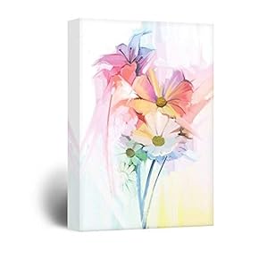 Canvas Wall Art - Colorful Flowers - Giclee Print Gallery Wrap Modern Home Art Ready to Hang - 12x18 inches